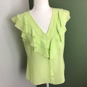 Oscar de la Renta | Ruffle Collar Button Front Top